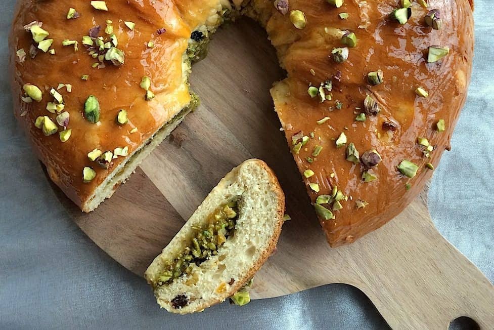 Kerstkrans met pistachespijs