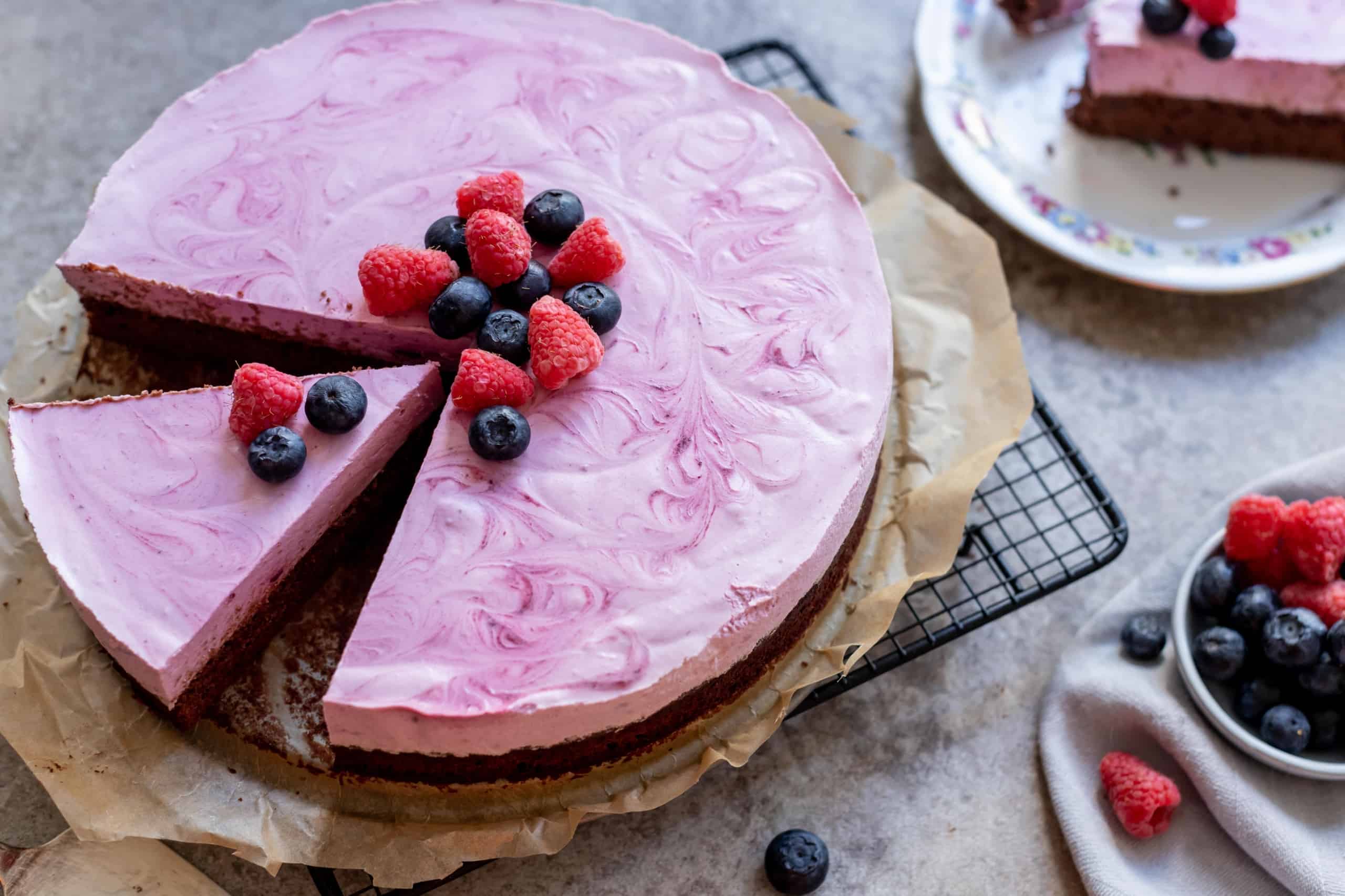 Chocoladetaart met frambozenmousse